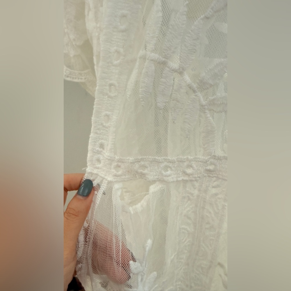Rachel Zoe White Lace Duster Kimono Cover-Up One Size Fits All New - Picture 7 of 10